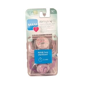 MAM Air Night Pacifiers with Case, NWT